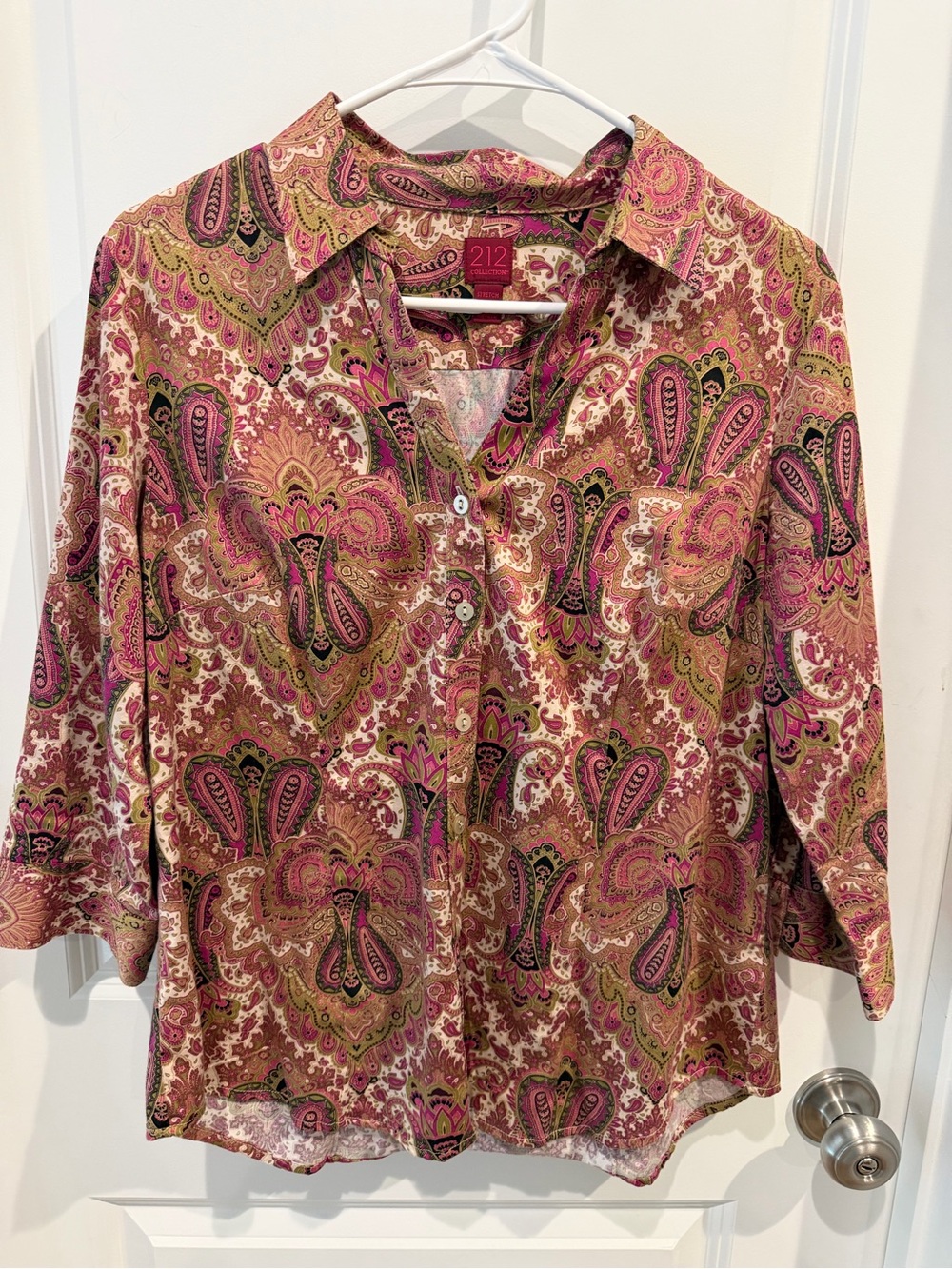 212 Collection Paisley Button-Front Shirt Size Medium
